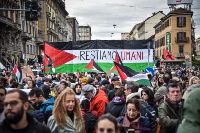 Manifestazione a Milano per la Palestina, novembre 2023 foto Ansa