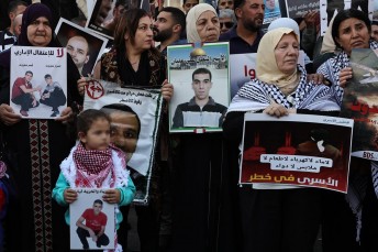 Protesta a Ramallah per i detenuti politici foto Afp/Zain Jaafa