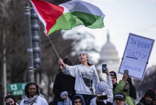 Washington, in marcia per chiedere il cessate il fuoco a Gaza foto Ap/Tom Williams